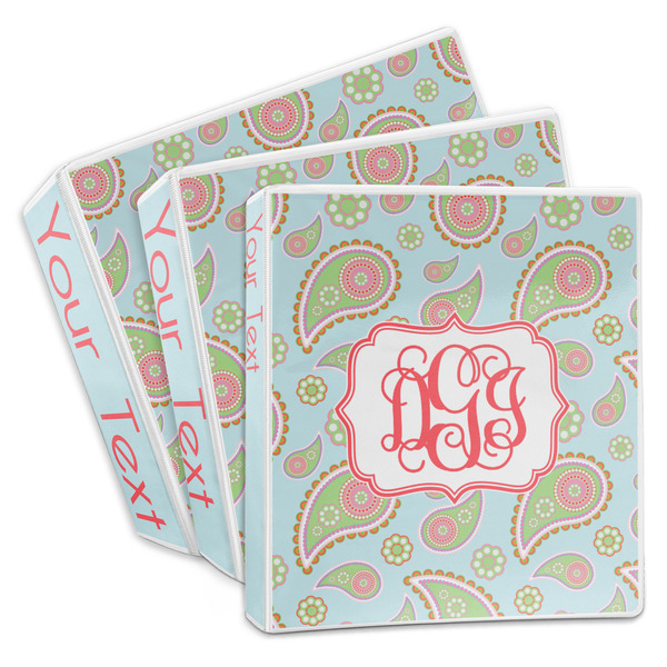 Custom Blue Paisley 3-Ring Binder (Personalized)