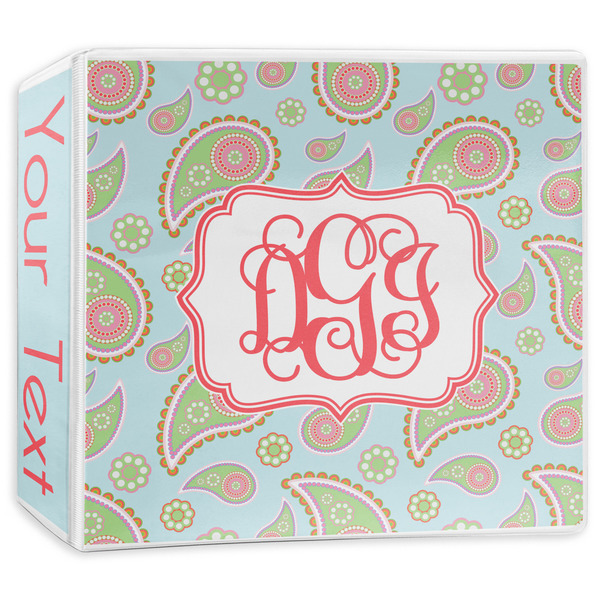 Custom Blue Paisley 3-Ring Binder - 3 inch (Personalized)