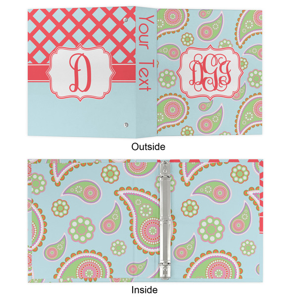 Blue Paisley 3 Ring Binders - Full Wrap - 1" - APPROVAL