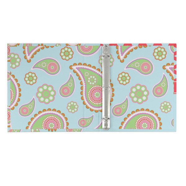 Blue Paisley 3 Ring Binders - Full Wrap - 1" - OPEN INSIDE