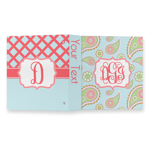 Blue Paisley 3 Ring Binders - Full Wrap - 1" - OPEN OUTSIDE