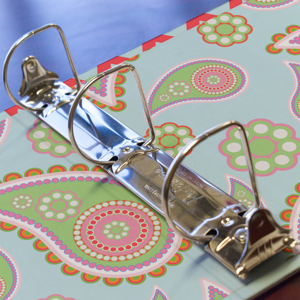 Blue Paisley 3 Ring Binders - Full Wrap - 2" - DETAIL