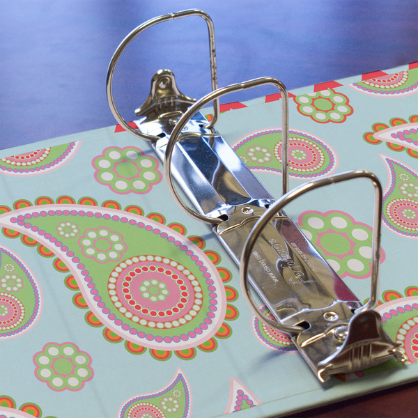 Blue Paisley 3 Ring Binders - Full Wrap - 3" - DETAIL