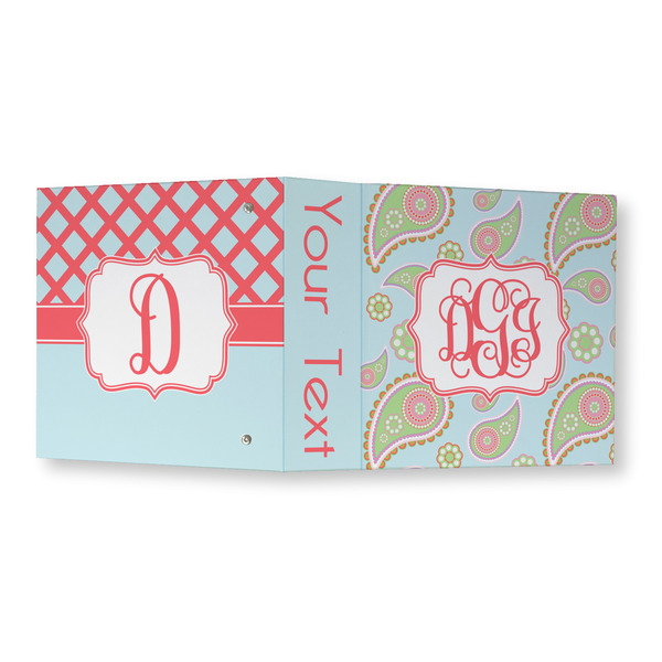 Blue Paisley 3 Ring Binders - Full Wrap - 3" - OPEN OUTSIDE