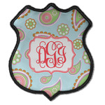 Blue Paisley Iron On Shield Patch C w/ Monogram