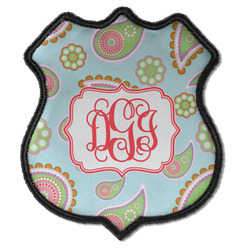 Blue Paisley Iron On Shield Patch C w/ Monogram