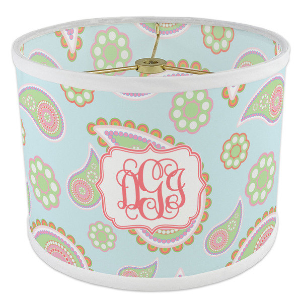 Blue Paisley 8" Drum Lampshade - ANGLE Poly-Film