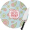 Blue Paisley Round Glass Cutting Board - Small (Personalized)