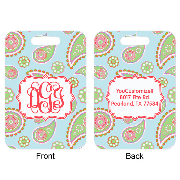 Blue Paisley Aluminum Luggage Tag (Front + Back)