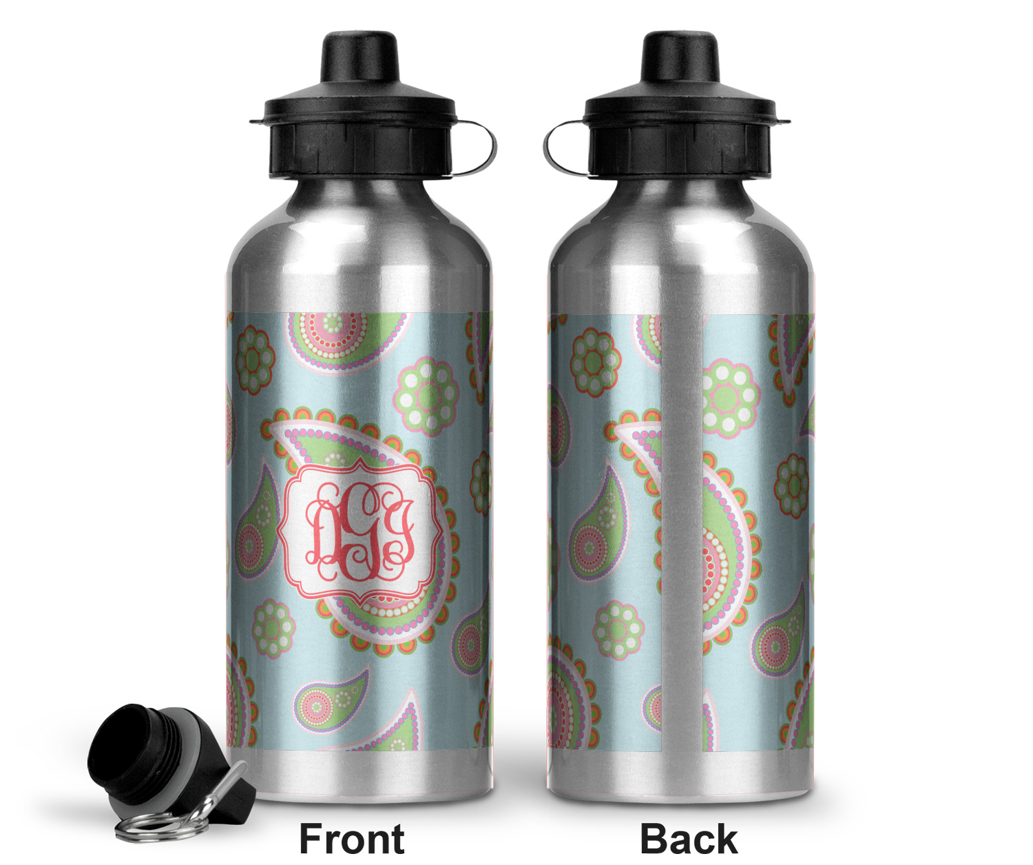 Blue Paisley Water Bottle Aluminum 20 oz (Personalized