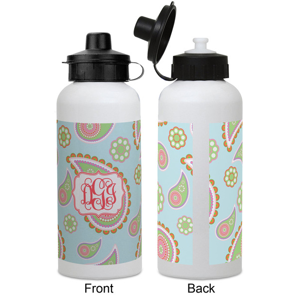 Blue Paisley Aluminum Water Bottle - White APPROVAL