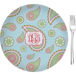 Blue Paisley 8" Glass Appetizer / Dessert Plates - Single or Set (Personalized)