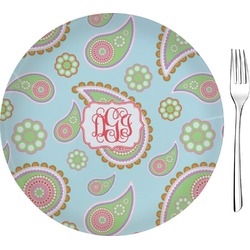 Blue Paisley Glass Appetizer / Dessert Plate 8" (Personalized)