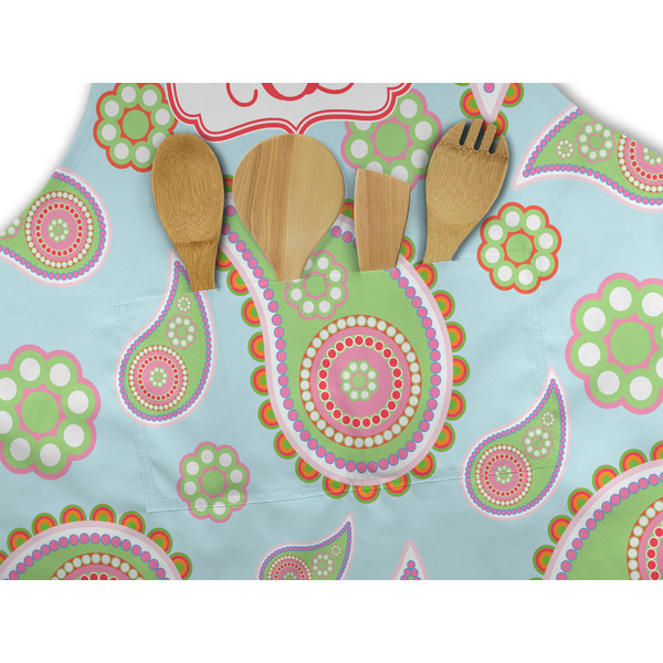 Blue Paisley Apron - Pocket Detail with Props