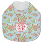 Blue Paisley Jersey Knit Baby Bib w/ Monogram