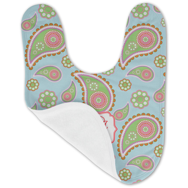 Blue Paisley Baby Bib - AFT folded