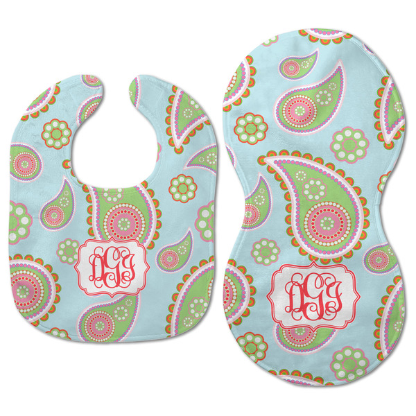 Blue Paisley Baby Bib & Burp Set - Approval (new bib & burp)