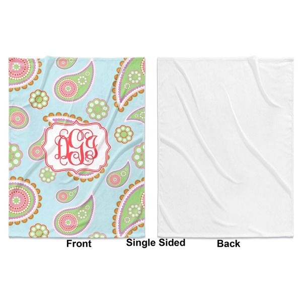 Blue Paisley Baby Blanket (Single Side - Printed Front, White Back)