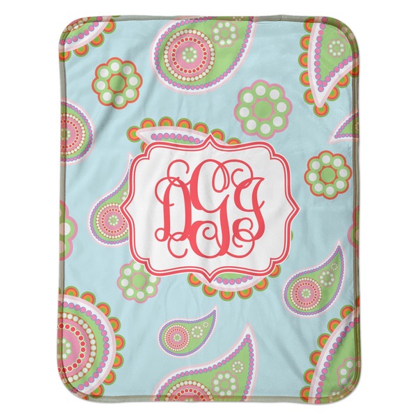 Blue Paisley Baby Sherpa Blanket - Flat