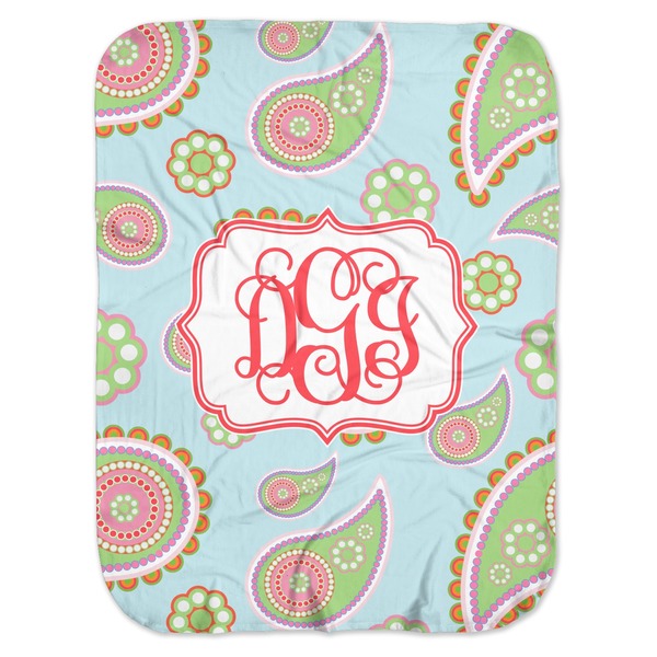Custom Blue Paisley Baby Swaddling Blanket (Personalized)