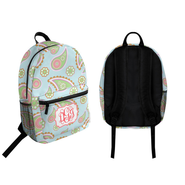 Blue Paisley Backpack front and back - Apvl