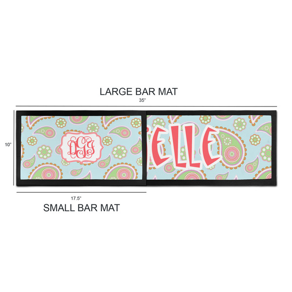 Blue Paisley Bar Mats - Sizing Chart