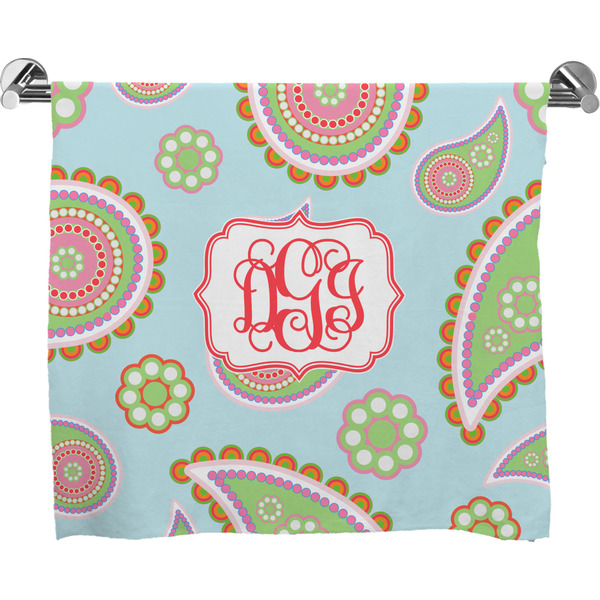 Custom Blue Paisley Bath Towel (Personalized)