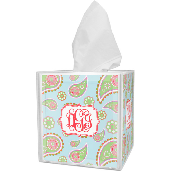 Custom Blue Paisley Tissue Box Cover (Personalized)
