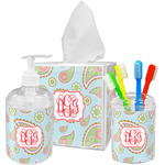 Blue Paisley Acrylic Bathroom Accessories Set w/ Monogram