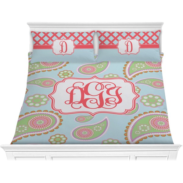 Custom Blue Paisley Comforter Set - King (Personalized)