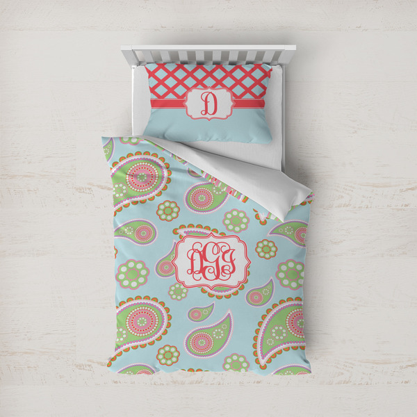 Custom Blue Paisley Duvet Cover Set - Twin (Personalized)