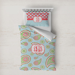 Blue Paisley Duvet Cover Set - Twin XL (Personalized)