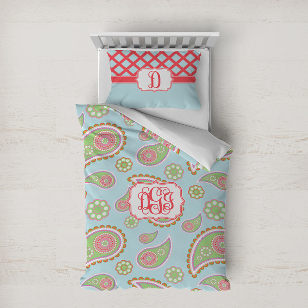 Custom Blue Paisley Duvet Cover Set - Twin XL (Personalized)