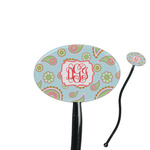 Blue Paisley 7" Oval Plastic Stir Sticks - Black - Double Sided (Personalized)