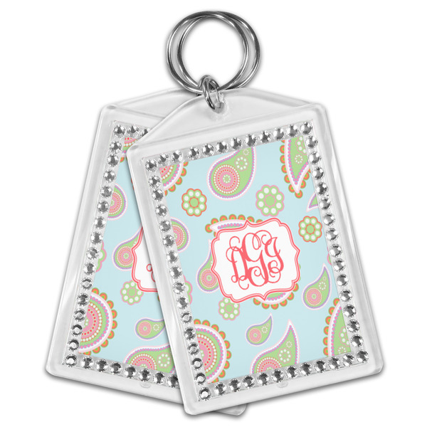 Blue Paisley Bling Keychain - MAIN