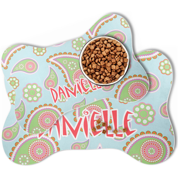 Blue Paisley Bone Shaped Dog Mats - MAIN