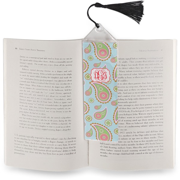 Blue Paisley Bookmark with tassel - In book