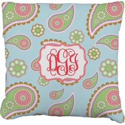 Blue Paisley Faux-Linen Throw Pillow 18" (Personalized)