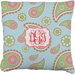Blue Paisley Faux-Linen Throw Pillow 20" (Personalized)