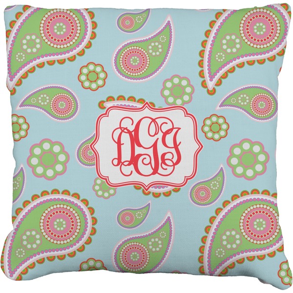 Custom Blue Paisley Faux-Linen Throw Pillow 26" (Personalized)