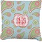 Blue Paisley Faux-Linen Throw Pillow 26" (Personalized)
