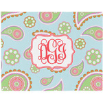 Blue Paisley Woven Fabric Placemat - Twill w/ Monogram