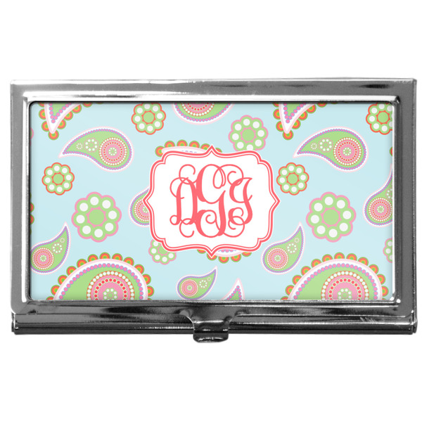 Custom Blue Paisley Business Card Case