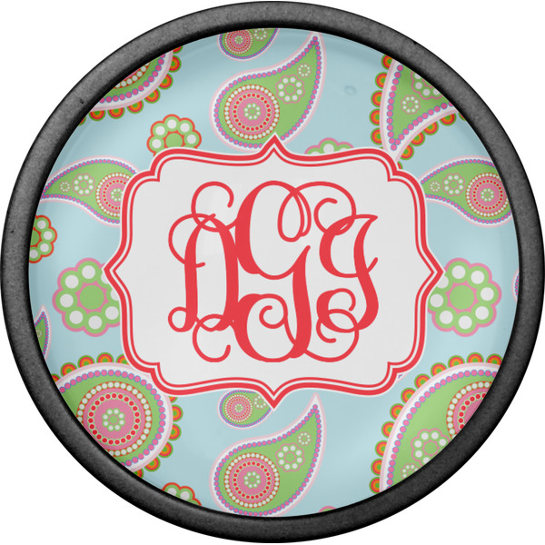 Blue Paisley Cabinet Knob - Black - Front