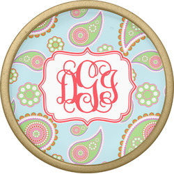 Blue Paisley Cabinet Knob - Gold (Personalized)