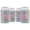 Blue Paisley Can Cooler (12 oz) - Set of 4 w/ Monogram