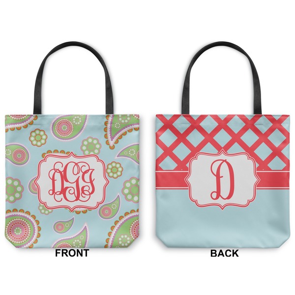 Blue Paisley Canvas Tote - Front and Back