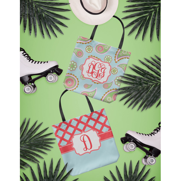 Blue Paisley Canvas Tote Lifestyle Front and Back