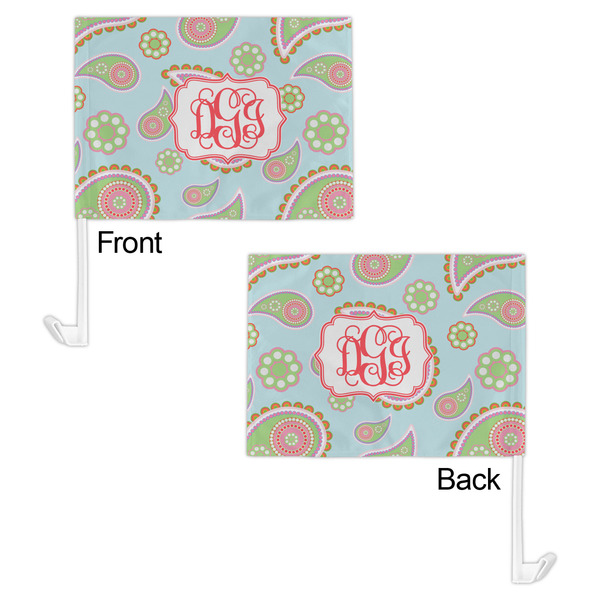 Blue Paisley Car Flag - 11" x 8" - Front & Back View