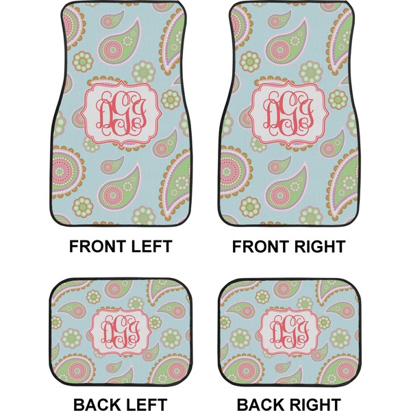 Blue Paisley Car Floor Mats Set (2F + 2B)